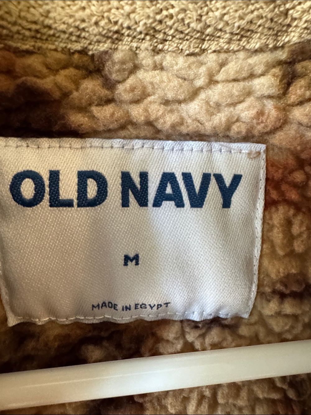Old Navy Men’s Beige and Brown Sherpa Zip Pullover with Horse Print - Picture 2 of 6